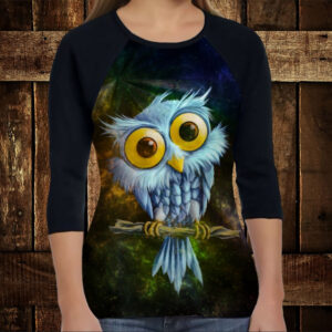 Лонгслив-реглан з 3D принтом: Сови. Космічний пугач ВСІ Розміри Преміум тканина
