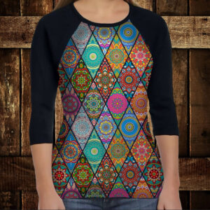 Лонгслив-реглан з 3D принтом: Печворк Колор. Patchwork color ВСІ Розміри Преміум тканина