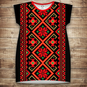 Плаття-туніка 3D принтом: Вишиванка орнамент 1298. Дорослі і Дитячі розміри ВСІ Розміри Преміум тканина