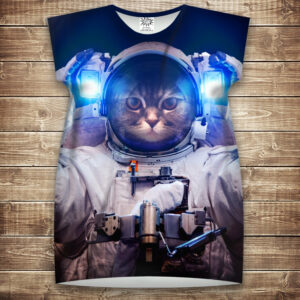 Плаття-туніка 3D принтом: Кіт в скафандрі. Кіт Космонавт. Дорослі і Дитячі розміри ВСІ Розміри Преміум тканина
