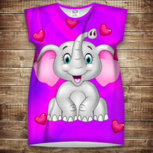 Плаття-туніка 3D принтом: Слоники. Чарівні слоненятка 1. Дорослі і Дитячі розміри ВСІ Розміри Преміум тканина