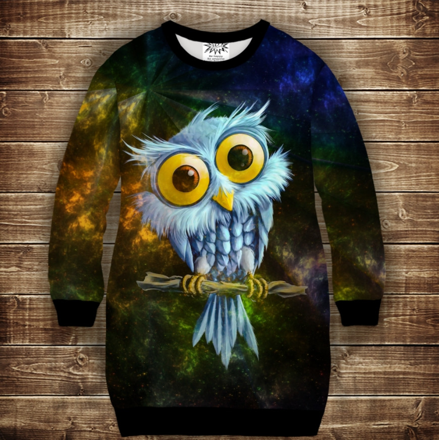 Плаття-світшот з 3D принтом: Сови. Космічний пугач ВСІ Розміри Преміум тканина