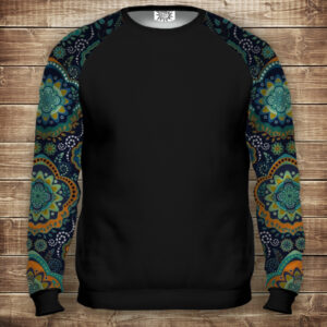 Світшот-реглан з 3D принтом на тему: Індійські орнаменти. Синій тон. Дорослі та Дитячі розміри ВСІ Розміри Преміум тканина