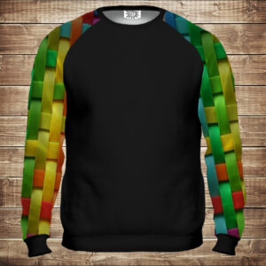 Світшот-реглан з 3D принтом на тему: Кольоровий плетений візерунок. Дорослі та Дитячі розміри ВСІ Розміри Преміум тканина