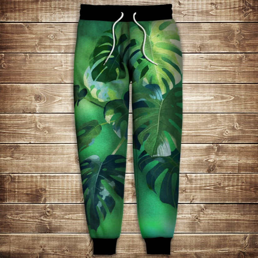 Штани з 3D принтом: Монстера ВСІ Розміри Преміум тканина