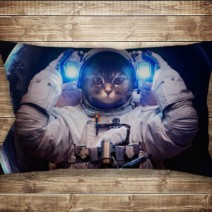 Подушка-картина с принтом на тему: Кіт в скафандрі. Кіт Космонавт.