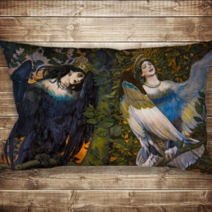 Подушка-картина с принтом на тему: Картина Васнецова. Міфічні істоти Сирін і Алконост.