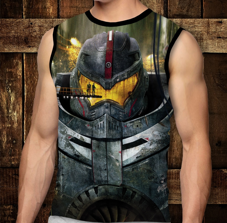 Футболка-безрукавка з 3D принтом: Тихоокеанський Рубіж. Єгер Фейс. Дорослі і Дитячі розміри ВСІ Розміри Преміум тканина