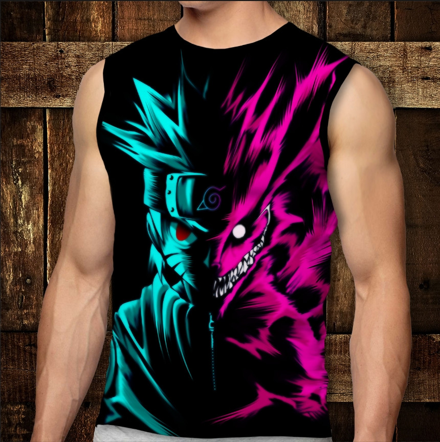 Футболка-безрукавка з 3D принтом: Naruto Kurama. Дорослі і Дитячі розміри ВСІ Розміри Преміум тканина