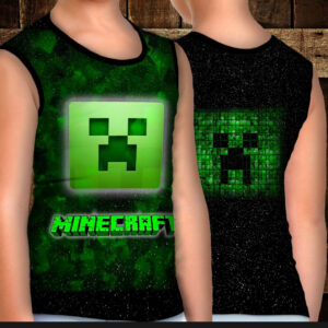 Майка хуліганка з 3D принтом: Майнкрафт. Логотип Неон ВСІ Розміри Преміум тканина