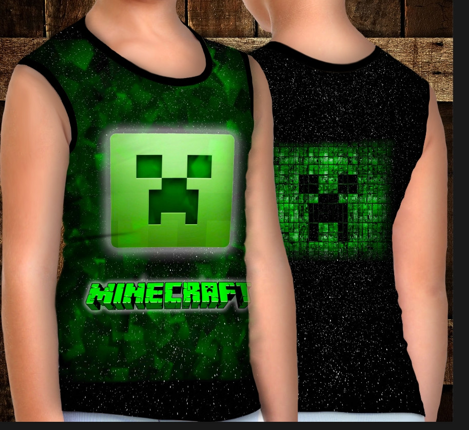 Майка хуліганка з 3D принтом: Майнкрафт. Логотип Неон ВСІ Розміри Преміум тканина