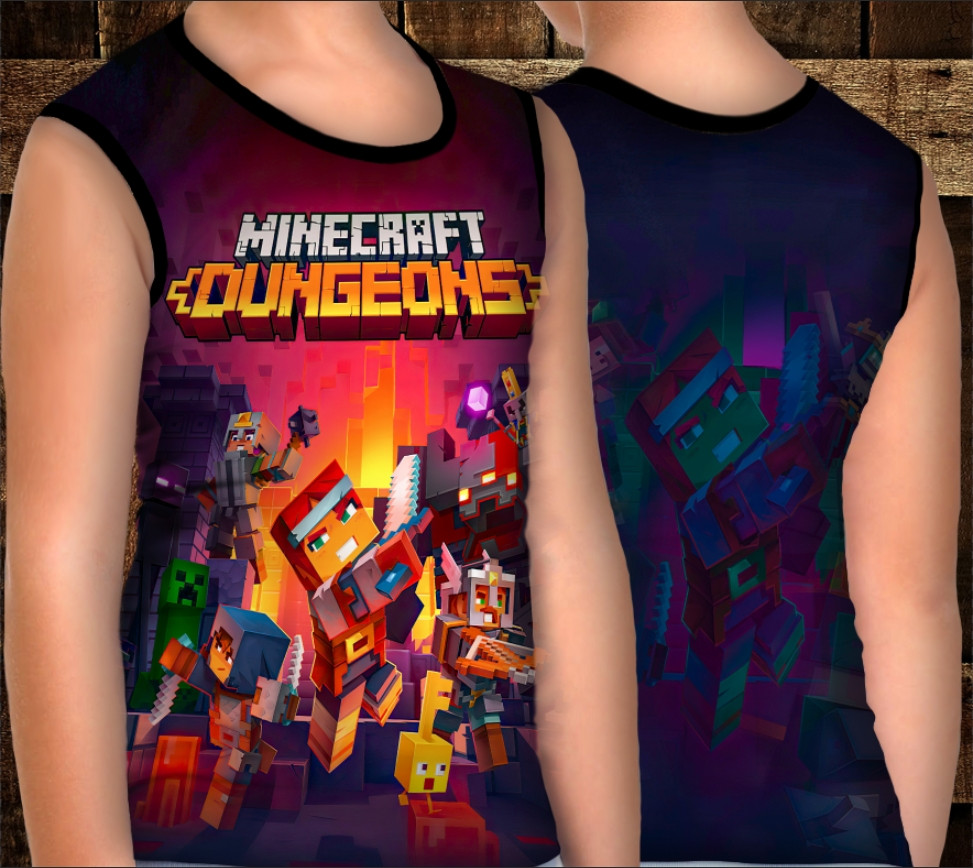 Майка хуліганка з 3D принтом: Майнкрафт. Підземелля ВСІ Розміри Преміум тканина