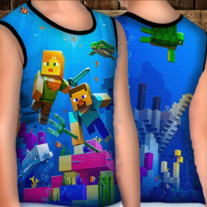 Майка хуліганка з 3D принтом: Майнкрафт. Підводний світ ВСІ Розміри Преміум тканина