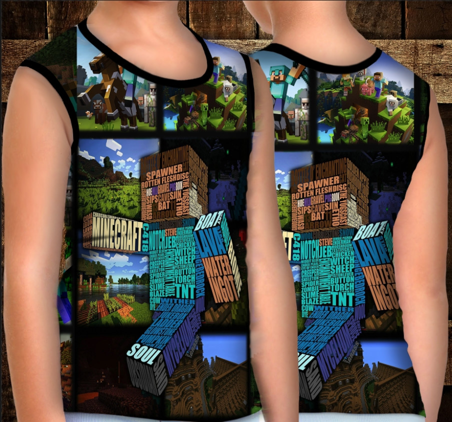 Майка хуліганка з 3D принтом: Майнкрафт ВСІ Розміри Преміум тканина