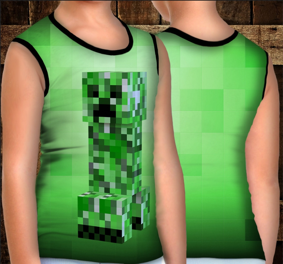 Майка хуліганка з 3D принтом: Майнкрафт. Крипер ВСІ Розміри Преміум тканина