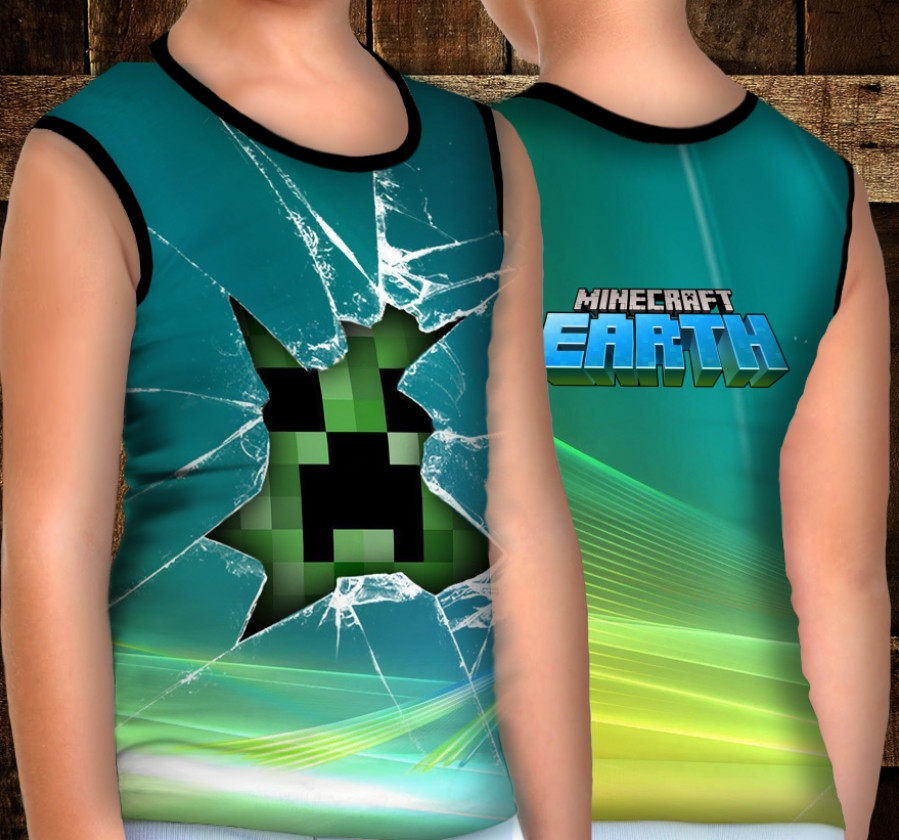 Майка хуліганка з 3D принтом: Майнкрафт. Земля ВСІ Розміри Преміум тканина
