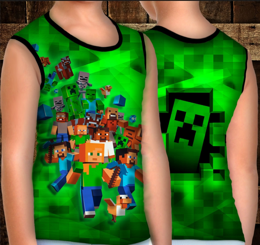 Майка хуліганка з 3D принтом: Майнкрафт. Гра ВСІ Розміри Преміум тканина