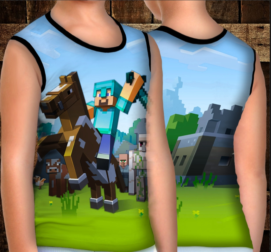 Майка хуліганка з 3D принтом: Майнкрафт. Лицар ВСІ Розміри Преміум тканина