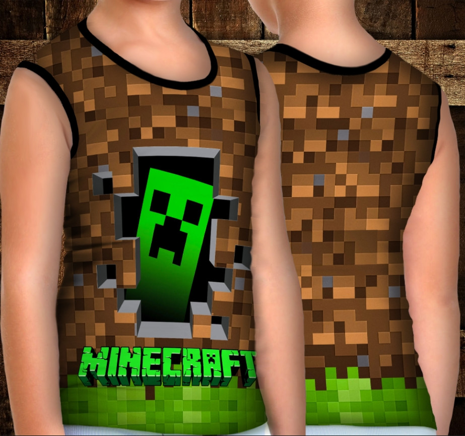 Майка хуліганка з 3D принтом: Майнкрафт. Логотип ВСІ Розміри Преміум тканина