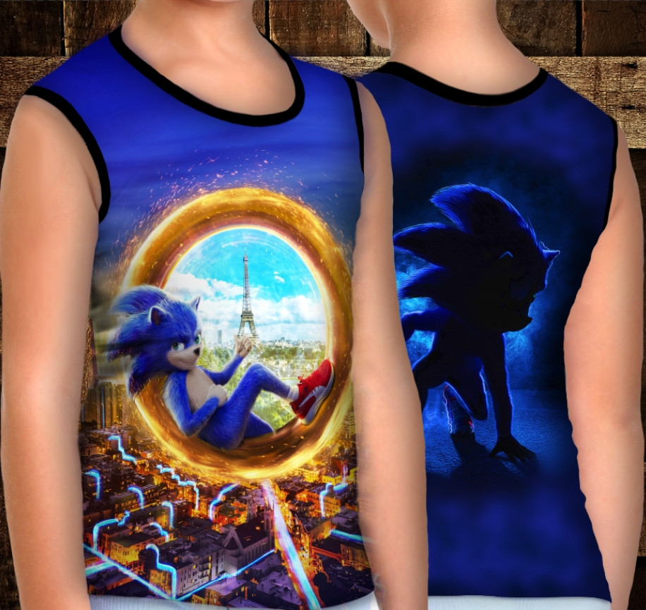 Майка хуліганка з 3D принтом: Сонік та портал ВСІ Розміри Преміум тканина