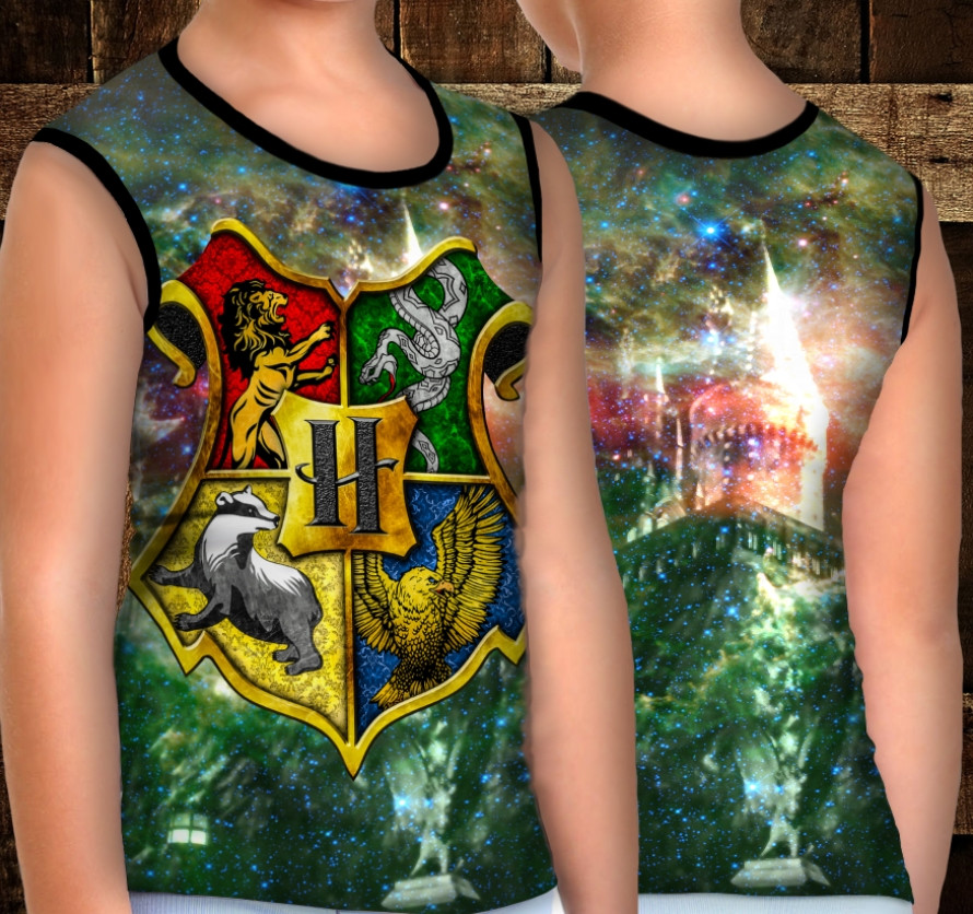 Майка хуліганка з 3D принтом: Гаррі Поттер. Факультети Хогвартса. ВСІ Розміри Преміум тканина