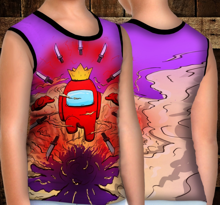 Майка хуліганка з 3D принтом: Амонг Ас з ножами. ВСІ Розміри Преміум тканина