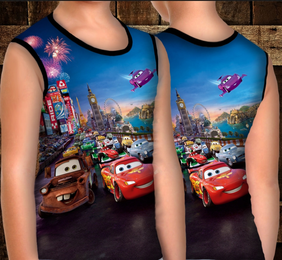 Майка хуліганка з 3D принтом: Тачки на дорозі. ВСІ Розміри Преміум тканина