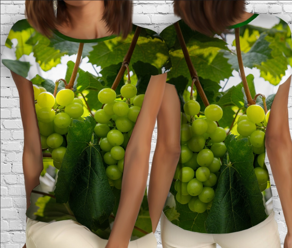 Блуза жіноча з принтом Виноград ВСІ Розміри Преміум тканина