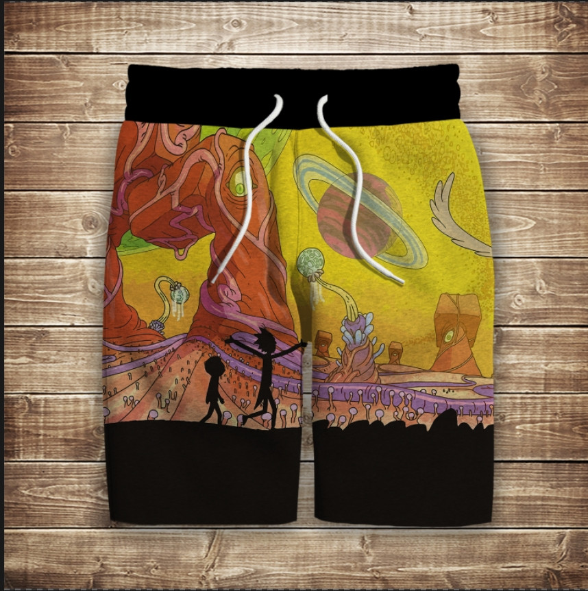 Шорти з 3D принтом на тему: Рік та Морті ВСІ Розміри
