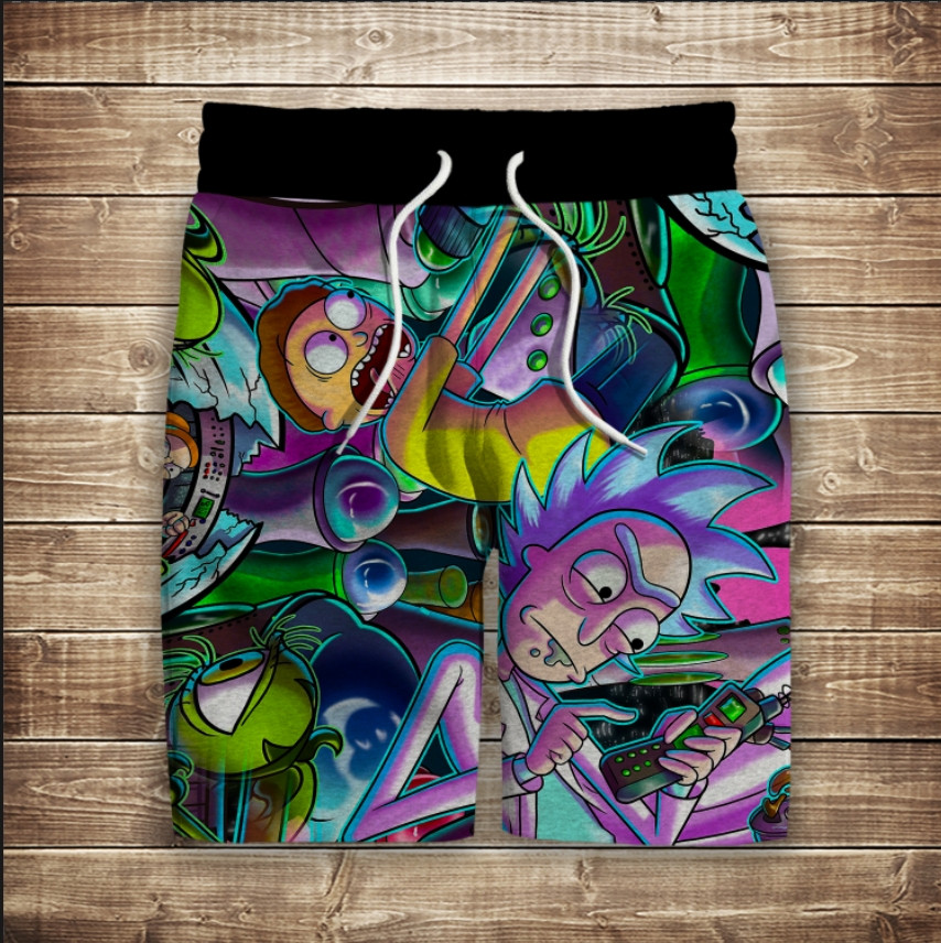 Шорти з 3D принтом на тему: Рік та Морті ВСІ Розміри