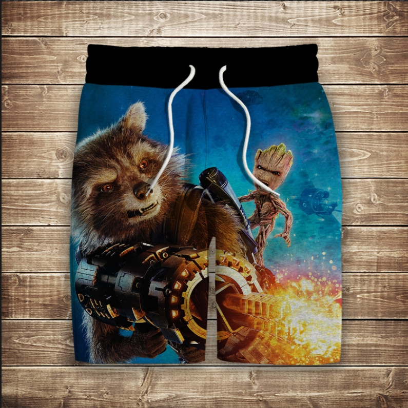 Шорти з 3D принтом на тему: Ракета та Грут ВСІ Розміри