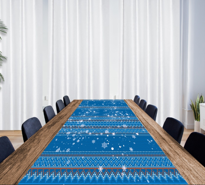 Раннер (доріжка на стіл) з принтом новорічний орнамент Сніжинки