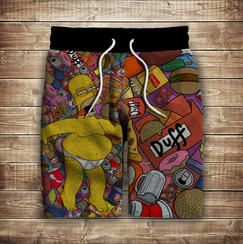 Шорти з 3D принтом на тему: Гомер та їжа ВСІ Розміри