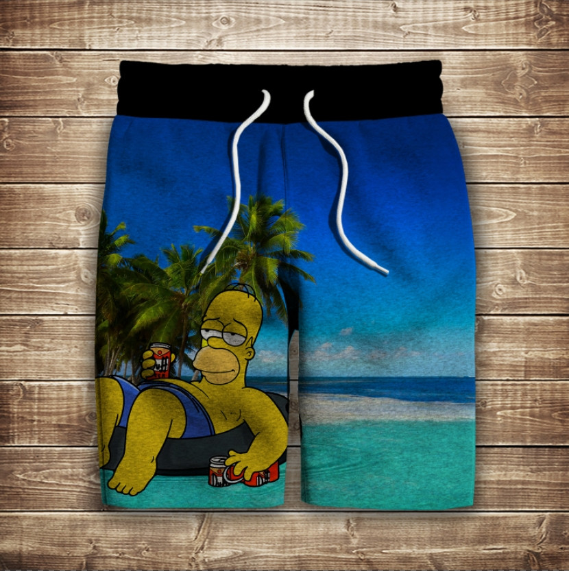 Шорти з 3D принтом на тему: Гомер на відпочинку ВСІ Розміри