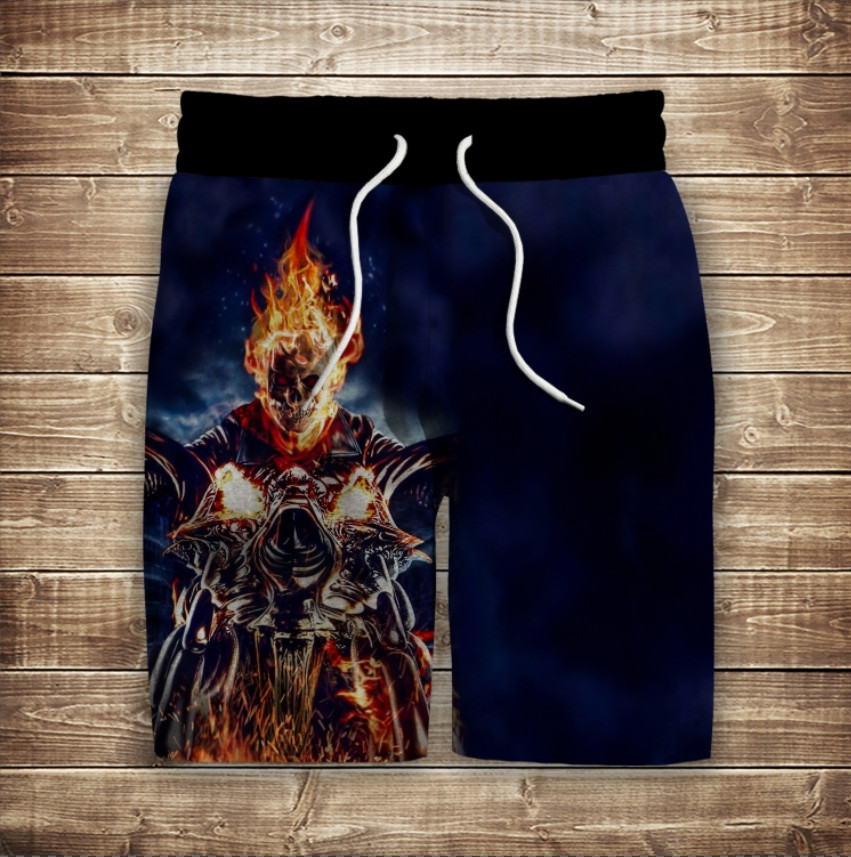 Шорти з 3D принтом на тему: Примарний гонщик ВСІ Розміри