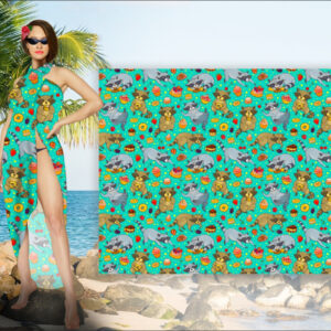 Парео-хустка-палантин блакитного кольору 10в1 з принтом Єгіпет ВСІ Розміри