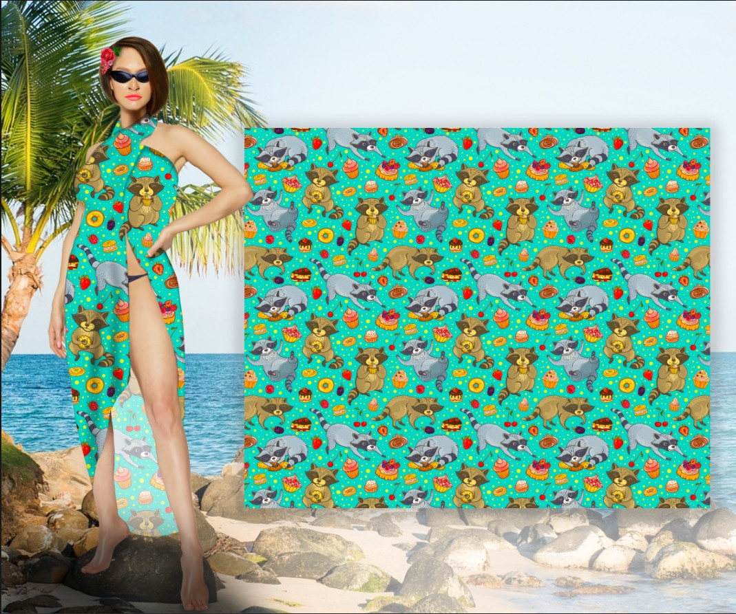 Парео-хустка-палантин блакитного кольору 10в1 з принтом Єгіпет ВСІ Розміри