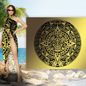 Парео-хустка-палантин 10в1 з принтом Календарь майя ВСІ Розміри