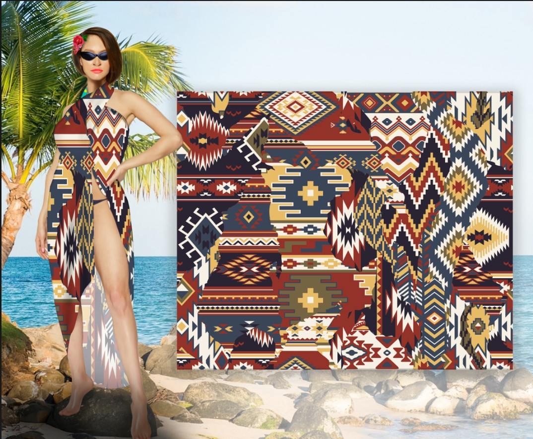 Парео-хустка-палантин 10в1 з принтом Native American ВСІ Розміри