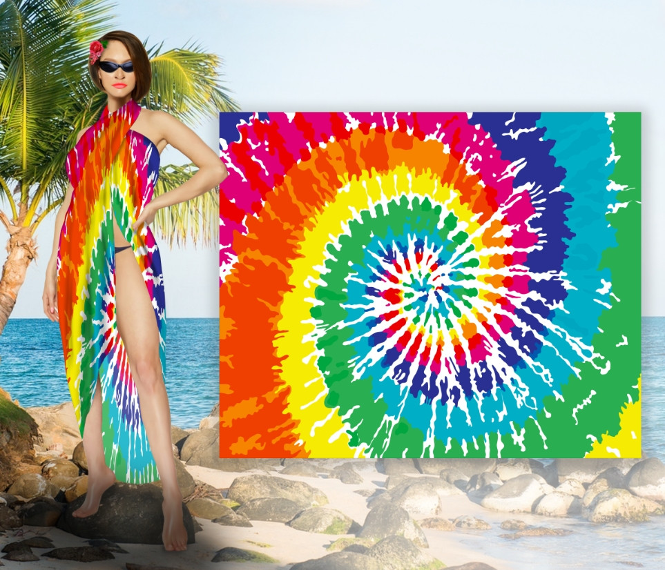 Парео-хустка-палантин 10в1 з принтом Tie-dye ВСІ Розміри