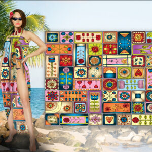 Парео-хустка-палантин 10в1 з принтом Печворк ВСІ Розміри