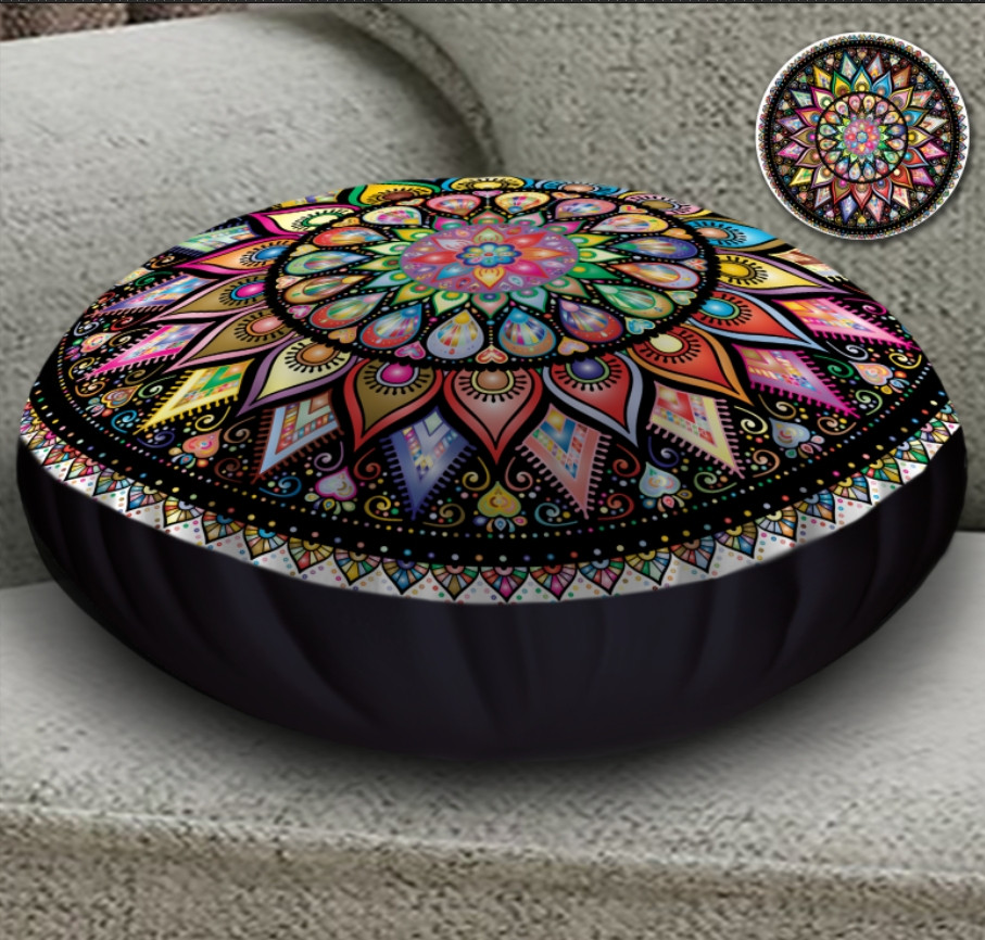 Подушка-пуфік Мандала різнокольорова 45х45 см.