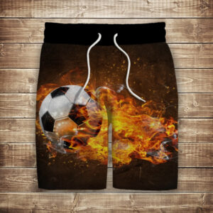Шорти з 3D принтом на тему: Футбольний м'яч у вогні ВСІ Розміри