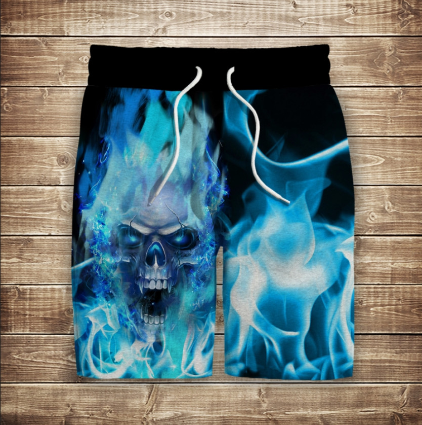 Шорти з 3D принтом на тему: Вогняний череп ВСІ Розміри