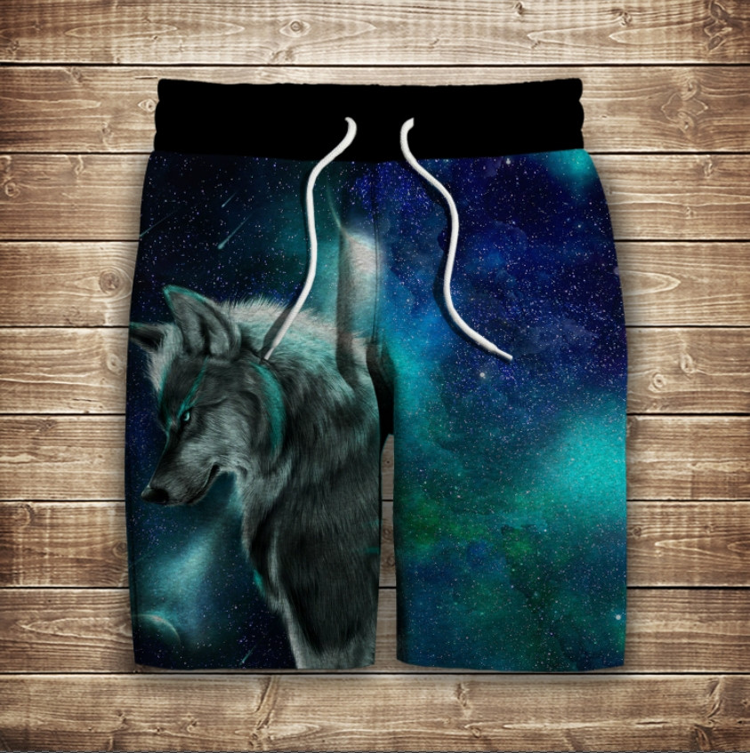 Шорти з 3D принтом на тему: Сірий Вовк неон ВСІ Розміри