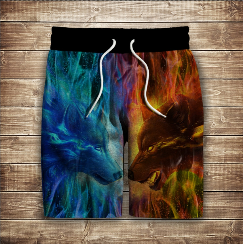 Шорти з 3D принтом на тему: Вогняні вовки ВСІ Розміри