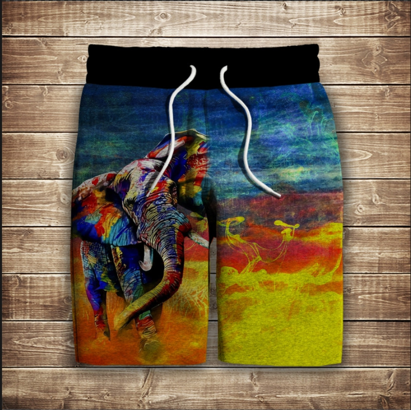 Шорти з 3D принтом на тему: Слон кольоровий ВСІ Розміри