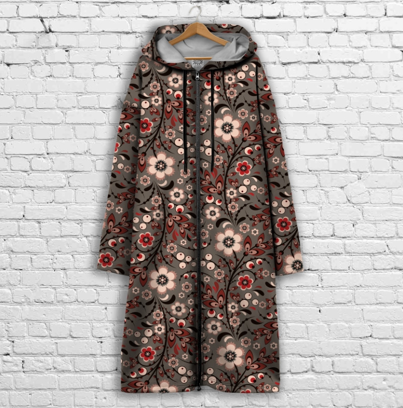 Кардиган - худі на блискавці з 3Д принтом Етно квіти ВСІ Розміри Преміум тканина