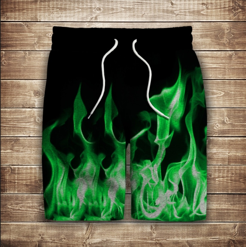 Шорти з 3D принтом на тему: Зелений вогонь ВСІ Розміри