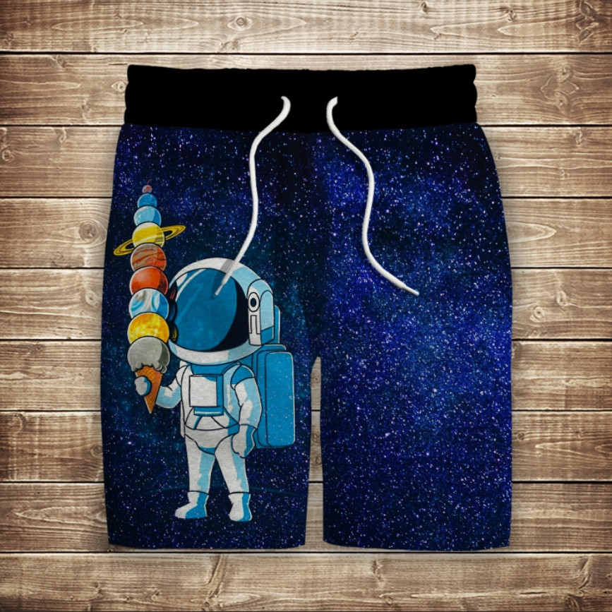 Шорти з 3D принтом на тему: Космонавт та морозиво ВСІ Розміри